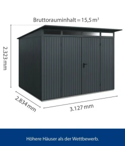 Hörmann Berry-Gerätehaus Classic-P Typ 3, ca. B312,7/H232,3/T283,4 cm