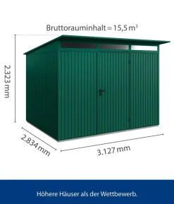 Hörmann Berry-Gerätehaus Classic-P Typ 3, ca. B312,7/H232,3/T283,4 cm