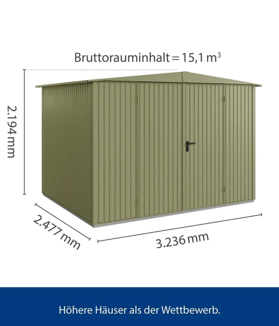 Hörmann Berry-Gerätehaus Classic-S Typ 3, ca. B323,6/H219,4/T247,7 cm