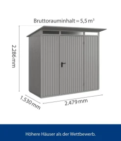 Hörmann Berry-Gerätehaus Classic-P Typ 1, ca. B247,9/H228,6/T153 cm