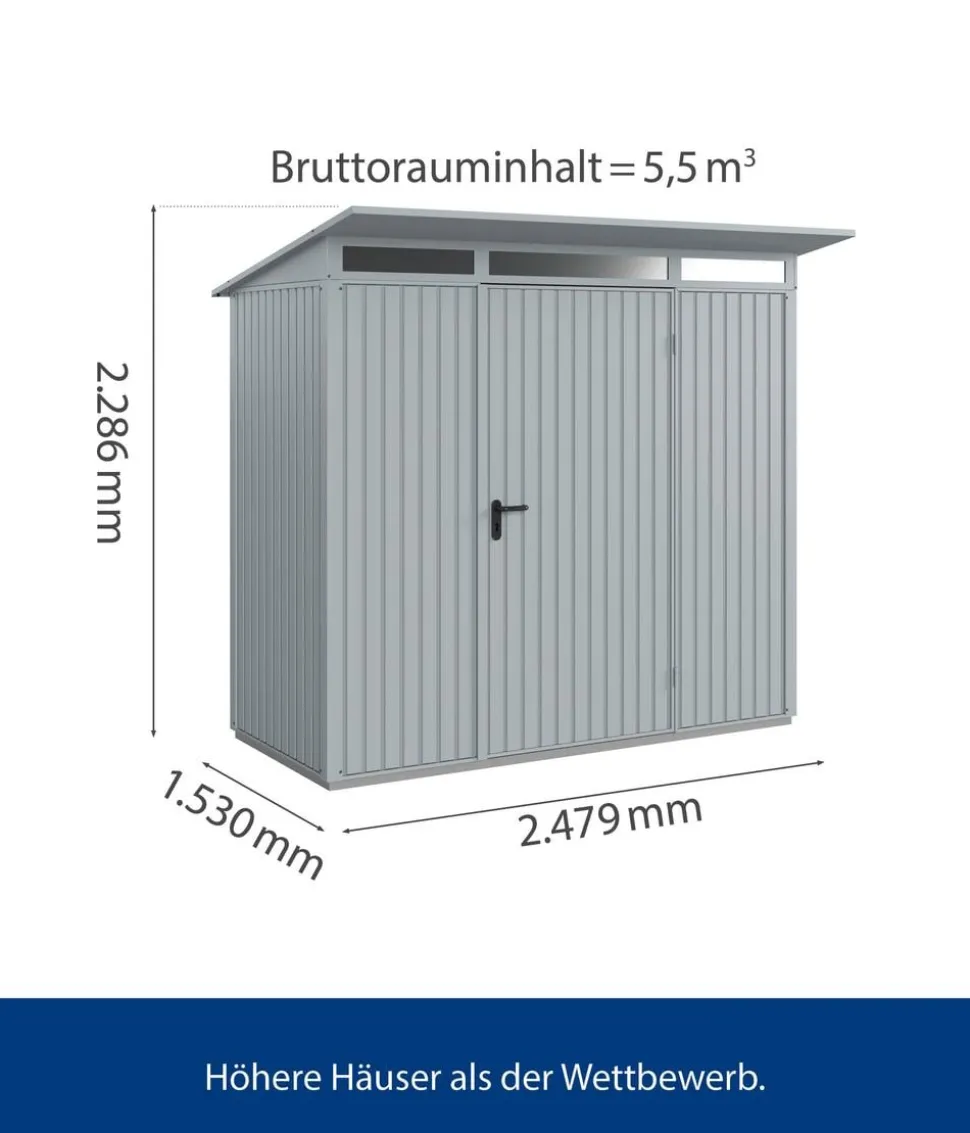 Hörmann Berry-Gerätehaus Classic-P Typ 1, ca. B247,9/H228,6/T153 cm