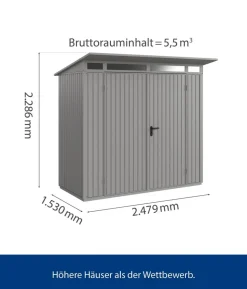 Hörmann Berry-Gerätehaus Classic-P Typ 1, ca. B247,9/H228,6/T153 cm