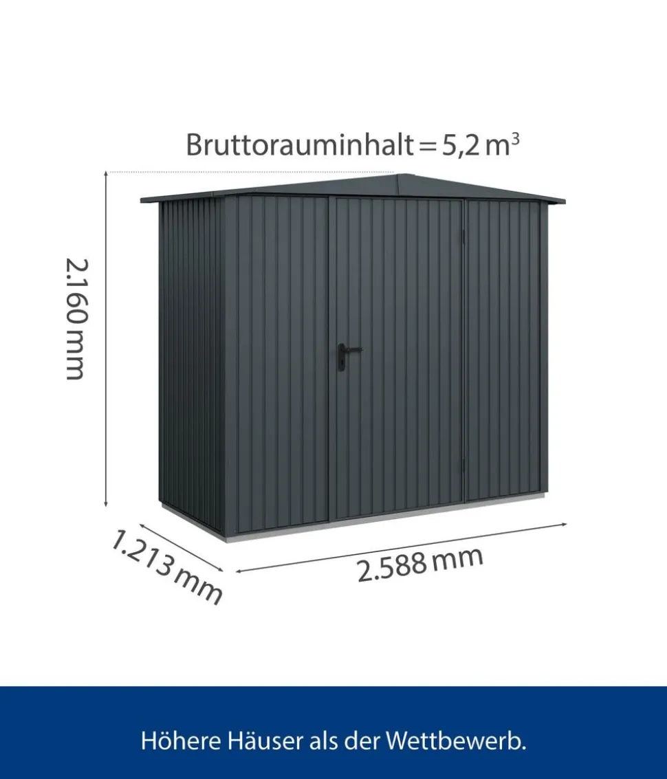 Hörmann Berry-Gerätehaus Classic-S Typ 1, ca. B258,8/H216/T121,3 cm