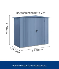 Hörmann Berry-Gerätehaus Classic-S Typ 1, ca. B258,8/H216/T121,3 cm