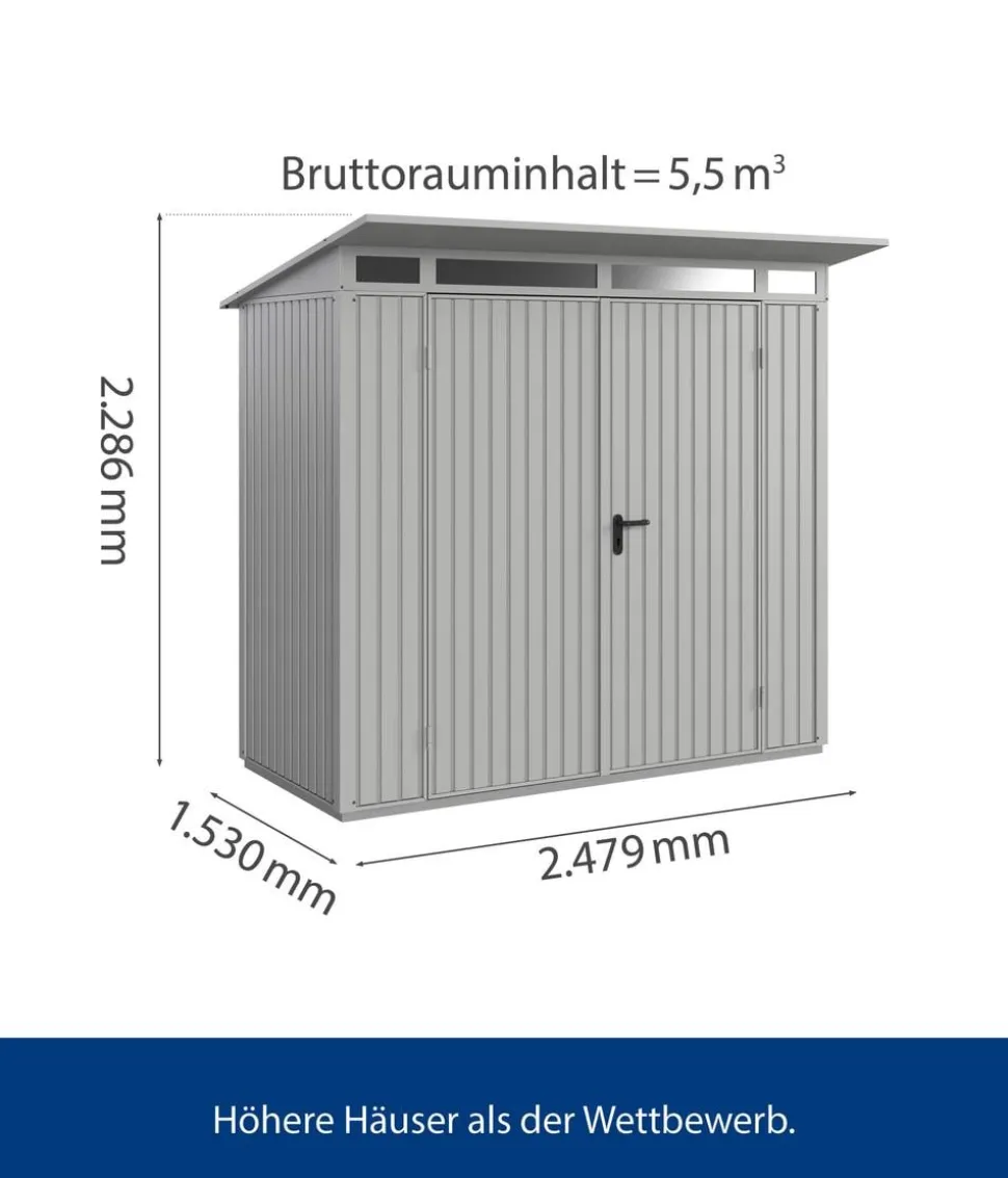 Hörmann Berry-Gerätehaus Classic-P Typ 1, ca. B247,9/H228,6/T153 cm