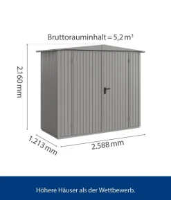 Hörmann Berry-Gerätehaus Classic-S Typ 1, ca. B258,8/H216/T121,3 cm