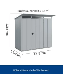 Hörmann Berry-Gerätehaus Modern-P Typ 1, ca. B247,9/H228,6/T153 cm