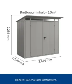 Hörmann Berry-Gerätehaus Modern-P Typ 1, ca. B247,9/H228,6/T153 cm