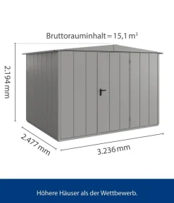 Hörmann Berry-Gerätehaus Modern-S Typ 3, ca. B323,6/H219,4/T247,7 cm