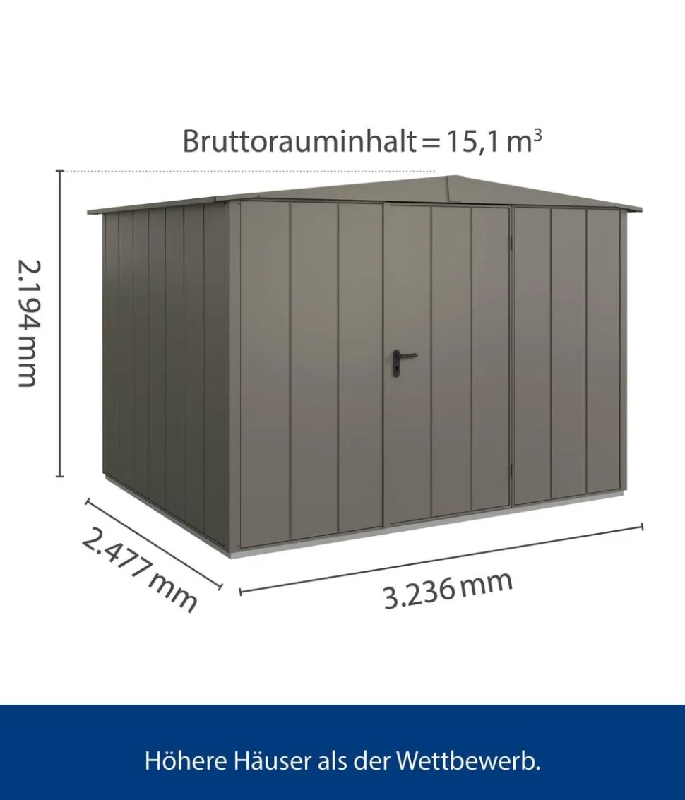Hörmann Berry-Gerätehaus Modern-S Typ 3, ca. B323,6/H219,4/T247,7 cm