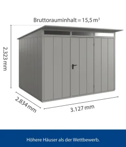 Hörmann Berry-Gerätehaus Modern-P Typ 3, ca. B312,7/H232,3/T283,4 cm