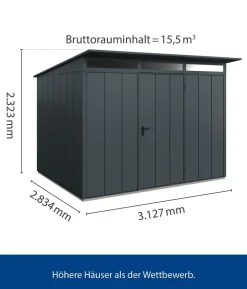 Hörmann Berry-Gerätehaus Modern-S Typ 3, ca. B323,6/H219,4/T247,7 cm