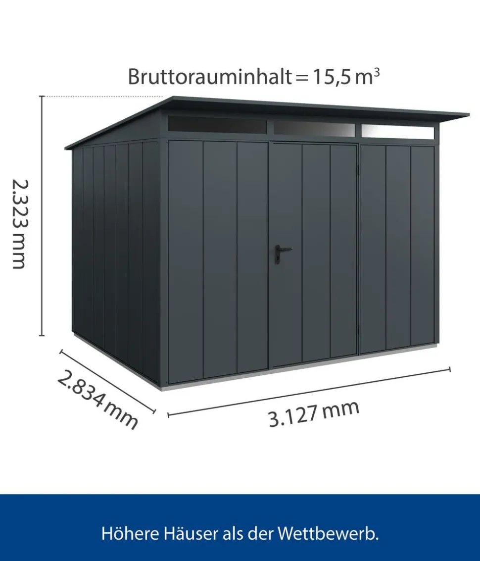 Hörmann Berry-Gerätehaus Modern-S Typ 3, ca. B323,6/H219,4/T247,7 cm