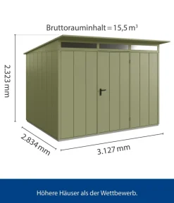 Hörmann Berry-Gerätehaus Modern-P Typ 3, ca. B312,7/H232,3/T283,4 cm