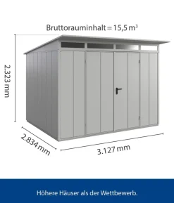 Hörmann Berry-Gerätehaus Modern-P Typ 3, ca. B312,7/H232,3/T283,4 cm