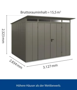 Hörmann Berry-Gerätehaus Modern-P Typ 3, ca. B312,7/H232,3/T283,4 cm