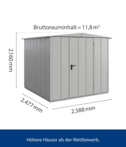 Hörmann Berry-Gerätehaus Modern-S Typ 2, ca. B258,8/H216/T247,7 cm