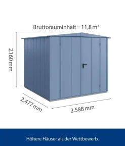 Hörmann Berry-Gerätehaus Modern-S Typ 2, ca. B258,8/H216/T247,7 cm
