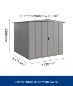 Hörmann Berry-Gerätehaus Modern-S Typ 2, ca. B258,8/H216/T247,7 cm