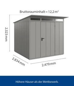 Hörmann Berry-Gerätehaus Modern-P Typ 2, ca. B247,9/H232,3/T283,4 cm