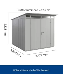 Hörmann Berry-Gerätehaus Modern-P Typ 2, ca. B247,9/H232,3/T283,4 cm