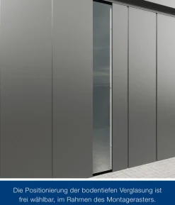 Hörmann Juno VSG-Echtglas Wandelement M/L-Sk, graualuminium, ca. B50/H208 cm
