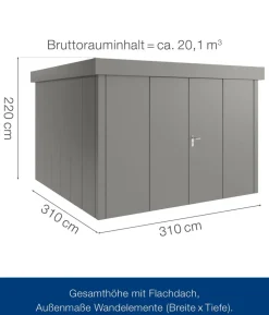 Hörmann Metallgerätehaus Juno JFD14 L-Sk Motiv Design mit Doppeltür, ca. B325/H222/T325 cm