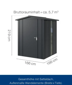 Hörmann Metallgerätehaus Juno JSD2 L-Sk Motiv Design bodentiefes Fenster, ca. B189/H219/T181 cm