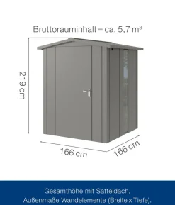 Hörmann Metallgerätehaus Juno JSD2 L-Sk Motiv Design bodentiefes Fenster, ca. B189/H219/T181 cm