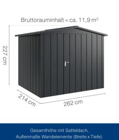 Hörmann Metallgerätehaus Juno JSD9 M-Sk Motiv Modern, ca. B285/H227/T237 cm