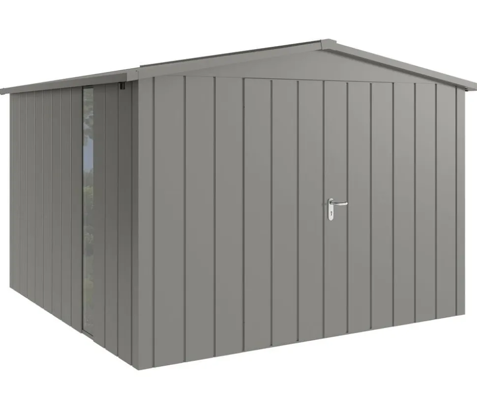 Hörmann Metallgerätehaus Juno JSD14 M-Sk Motiv Modern bodentiefes Fenster mit Doppeltür, ca. B333/H231/T325 cm