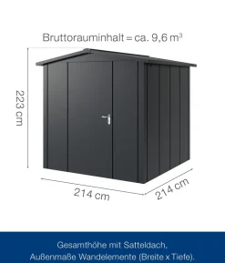 Hörmann Metallgerätehaus Juno JSD5 L-Sk Motiv Design, ca. B237/H223/T229 cm