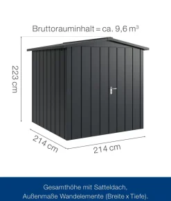 Hörmann Metallgerätehaus Juno JSD5 M-Sk Motiv Modern mit Doppeltür, ca. B237/H223/T229 cm