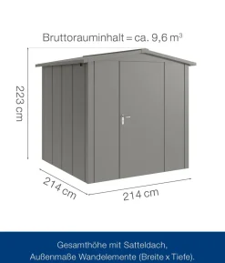 Hörmann Metallgerätehaus Juno JSD5 L-Sk Motiv Design, ca. B237/H223/T229 cm