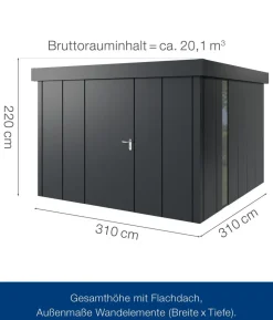 Hörmann Metallgerätehaus Juno JFD14 L-Sk Motiv Design bodentiefes Fenster, ca. B325/H222/T325 cm