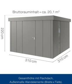 Hörmann Metallgerätehaus Juno JFD14 L-Sk Motiv Design bodentiefes Fenster, ca. B325/H222/T325 cm