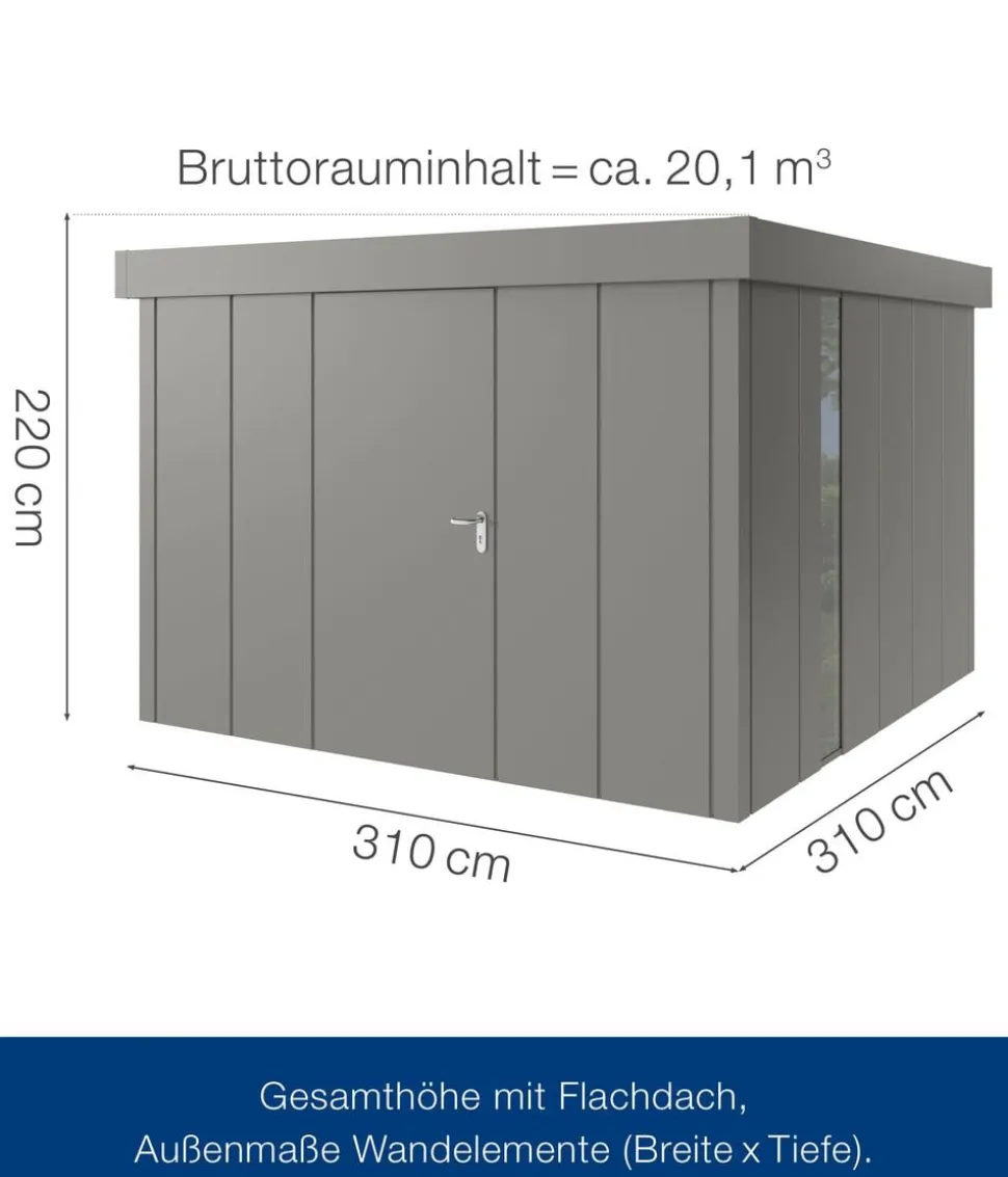 Hörmann Metallgerätehaus Juno JFD14 L-Sk Motiv Design bodentiefes Fenster, ca. B325/H222/T325 cm