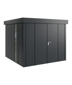 Hörmann Metallgerätehaus Juno JFD10 L-Sk Motiv Design bodentiefes Fenster mit Doppeltür, ca. B277/H222/T277 cm