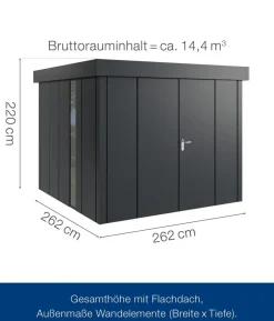 Hörmann Metallgerätehaus Juno JFD10 L-Sk Motiv Design bodentiefes Fenster mit Doppeltür, ca. B277/H222/T277 cm