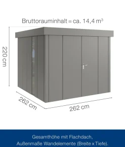Hörmann Metallgerätehaus Juno JFD10 L-Sk Motiv Design bodentiefes Fenster mit Doppeltür, ca. B277/H222/T277 cm