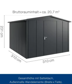Hörmann Metallgerätehaus Juno JSD14 L-Sk Motiv Design, ca. B333/H231/T325 cm
