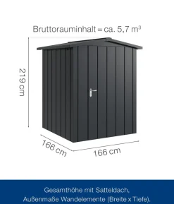 Hörmann Metallgerätehaus Juno JSD2 M-Sk Motiv Modern, ca. B189/H219/T181 cm