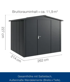 Hörmann Metallgerätehaus Juno JSD9 L-Sk Motiv Design, ca. B285/H227/T237 cm