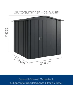 Hörmann Metallgerätehaus Juno JSD5 M-Sk Motiv Modern, ca. B237/H223/T229 cm