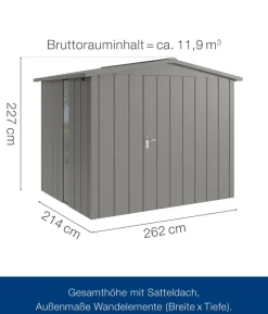 Hörmann Metallgerätehaus Juno JSD9 M-Sk Motiv Modern bodentiefes Fenster, ca. B285/H227/T237 cm