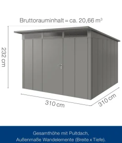 Hörmann Metallgerätehaus Juno JPD14 L-Sk Motiv Design, ca. B325/H232/T358 cm