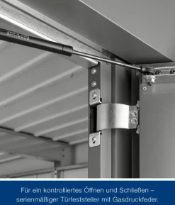 Hörmann Metallgerätehaus Juno JSD9 L-SK Motiv Design bodentiefes Fenster, ca. B285/H227/T237 cm