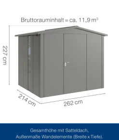 Hörmann Metallgerätehaus Juno JSD9 L-SK Motiv Design bodentiefes Fenster, ca. B285/H227/T237 cm