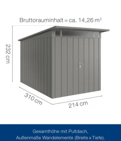 Hörmann Metallgerätehaus Juno JPD8 M-Sk Motiv Modern, ca. B277/H224/T214 cm
