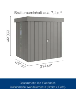 Hörmann Metallgerätehaus Juno JFD4 M-Sk Motiv Modern bodentiefes Fenster mit Doppeltür, ca. B229/H222/T181 cm